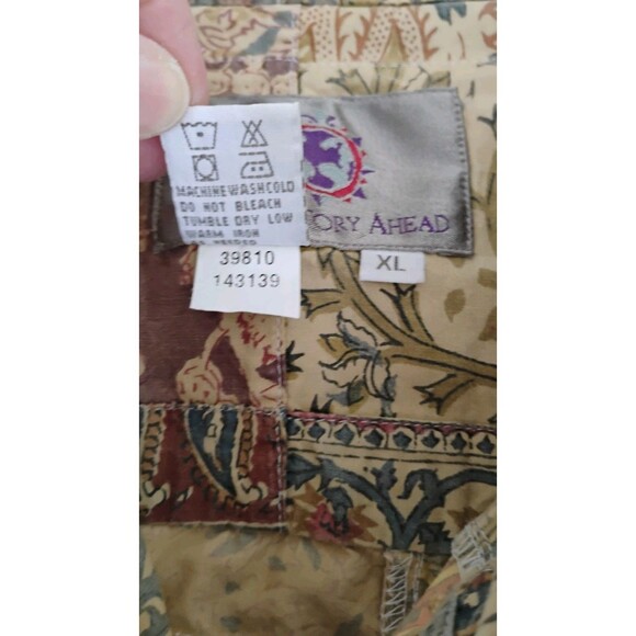 Vtg Territory Ahead Patchwork Shirt Men’s L/XL Tan Boho Festival Outdoor EUC - Picture 7 of 16